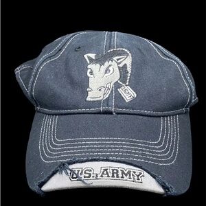 US Army Baseball Cap Distressed Brim Embroidered Donkey Mascot Drew Pearson 🫏